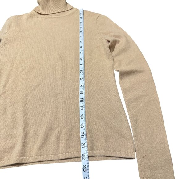 Henri Bendel Classic Womens Cashmere Tan Turtleneck Knit Long Sleeve Sweater S - Picture 6 of 7